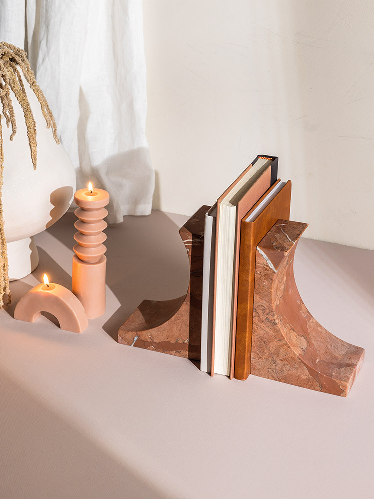 Violino Bookends in Marble - Coffee