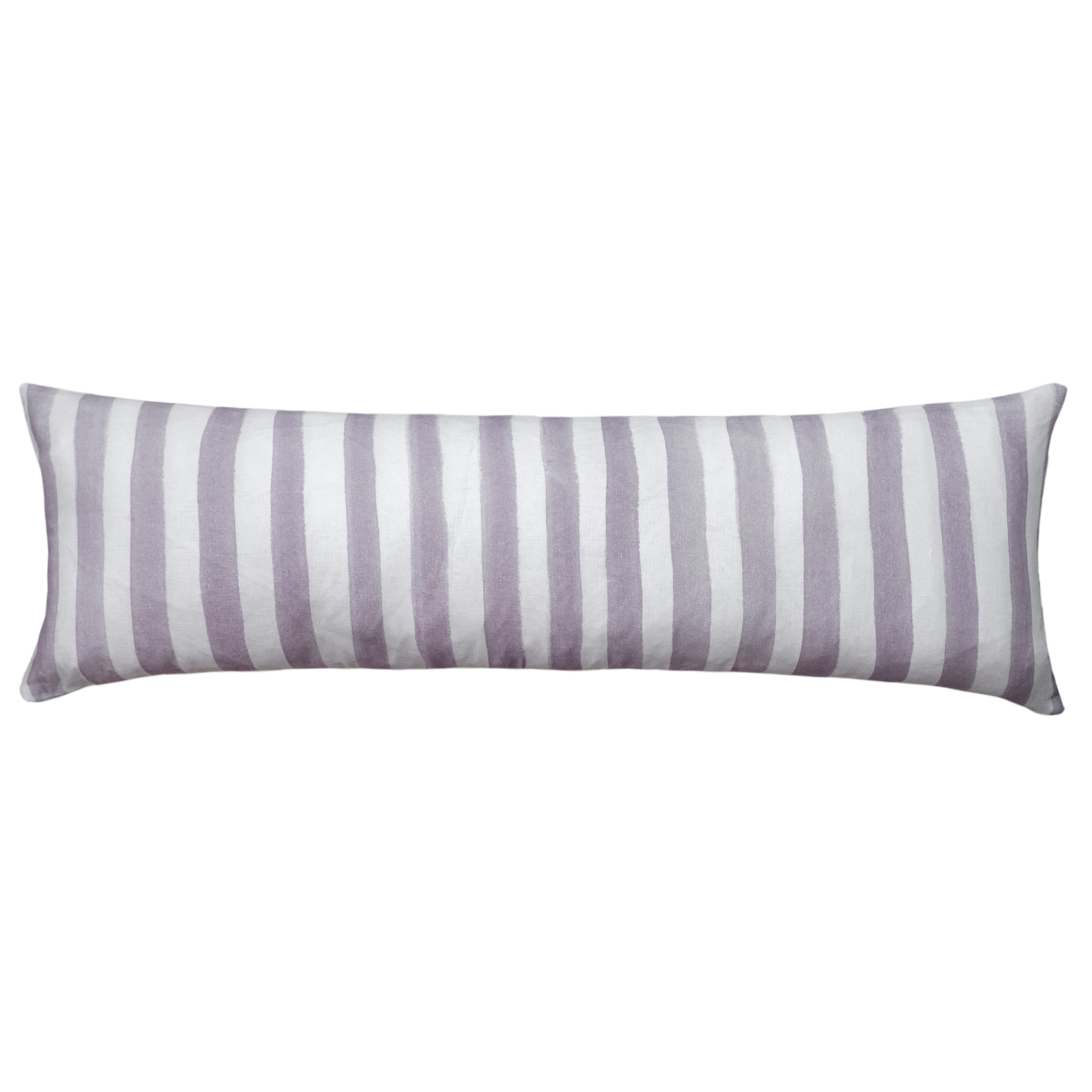 Ziggy Striped Lilac Long Lumbar Linen Cushion - 90X30cm