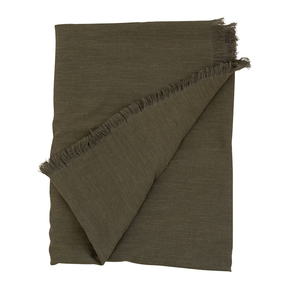 Oakley Khaki Green Linen Throw - 130x230cm